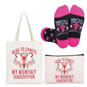 Hysterectomy Gifts for Women ,Recovery Gifts with Canvas Tote Bag,Make Up Bag,Socks, 3pcs Gift Set For Women Survivor Uterus Removal