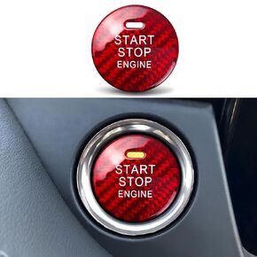 تغطية زر بدء تشغيل ألياف الكربون الحقيقية ل Mazda 3 6 Cx-5 Cx-9 Mx-5 Miata ، وملحقات زر ابدأ للسيارة الداخلية بدون مفتاح 1 حزمة (حمراء)