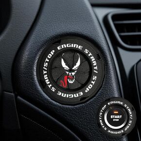 Rotary Push Start Button Cover, Engine Start Stop Button Cover, Motorcycle Ignition Key Switch Cover, Start Stop Button Cover Decoration DIY Car Motorcycle Interior Decor (Spider-Black)
