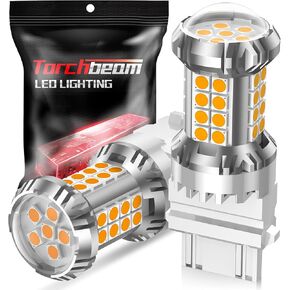 Torchbeam LED Turn Signal Bulbs, Upgraded 3157 LED Bulb Amber Yellow with External Resistor, 600% Brighter 3156 3056 3057 4157 3457 4157 with HD Projector for Blinker Side Marker Parking Lights,2PCs
