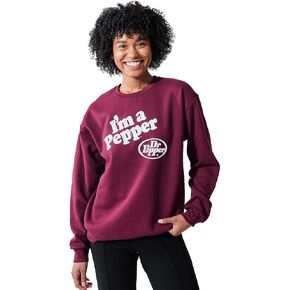 Bioworld Dr Pepper I'm A Pepper Women's Burgundy Crew Neck Long Sleeve Sweatshirt in Saudi Arabia
