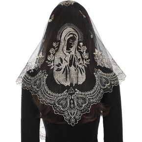 Bozidol Mantilla Veils for Church Catholic, Triangle Virgin Mary Lace Chapel Veil, Latin Mass Prayer Head Coverings for Women