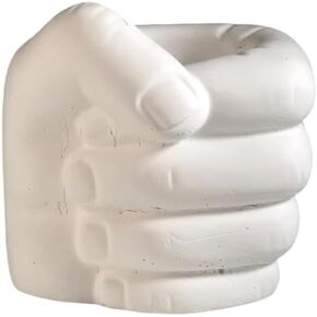 PIST HAND VASE - وعاء زهرة منحوتة أبيض للديكور المنزلي الحديثة ، زارع لهجة جريئة الحد الأدنى للمكتب أو الرف أو العرض المكتبي