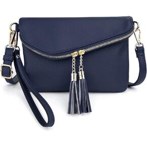 Uto Envelope Wristlet Clutch Crossbody حقيبة للنساء محفظة على الهاتف المحمول الزرقاء مع حزام وجيب الرمز البريدي