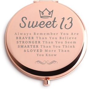 13th Birthday Gifts for Girls Sweet 13 Ideas Rose Gold Compact Cute for Purse Travel Folding Hand Mirror Christmas Graduation for Sister Daughter Niece Teen Girls Granddaughter