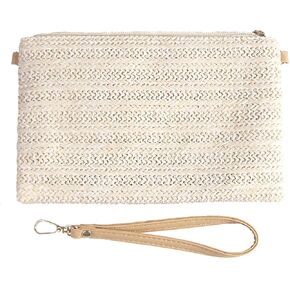 Eiyye Straw Crart Presh Womens Wristlet Writets Handbag Boho Summer Beach Presh with Zipper for Women (Off White)
