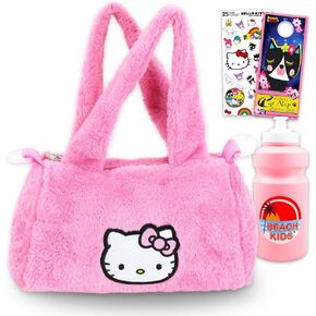 Hello Kitty Duffle Bag Set for Kids - Bundle with Cute Sanrio Luggage Carry On Suitcase Bag, Water Bottle, Stickers, and More | Sanrio Hello Kitty Travel Luggage Set
