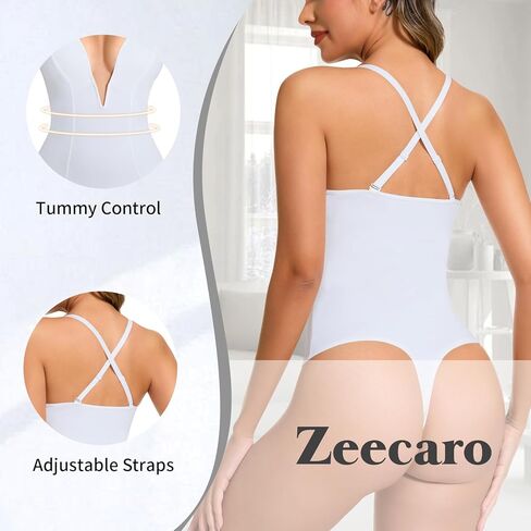 Deep V Neck Shapewear Bodysuits for Women Tummy Control Shapewear Thong Low Back Body Shaper in Kuwait