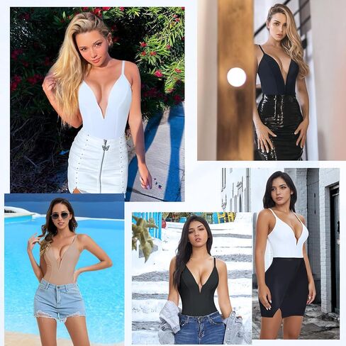 Deep V Neck Shapewear Bodysuits for Women Tummy Control Shapewear Thong Low Back Body Shaper in Kuwait