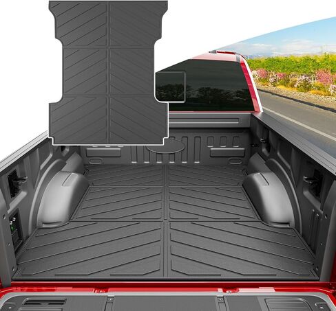 powoq 5.5FT شاحنة سرير حصيرة الكلمة حصيرة متوافقة مع 2015-2024 فورد F150 شاحنة السرير بطانة البضائع بطانة TPE استبدال بطانة الكلمة ل2015-2024 فورد F150 الملحقات (3 أضعاف 5.5FT السرير حصيرة + الكلمة حصيرة) in Kuwait