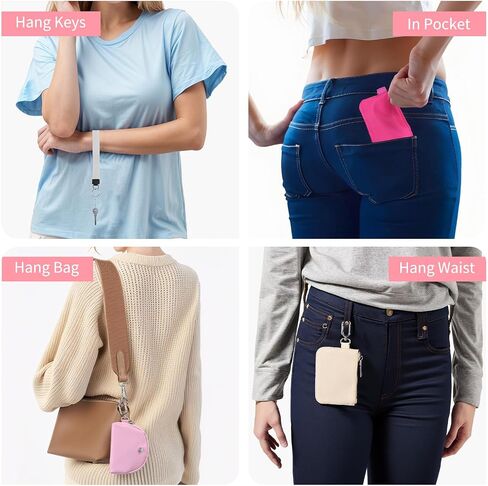 Dual Pouch Wristlet Wallets For Women, Coin Purse Zip Around Wristlet Pouch, Portable Zipper Wristlet Nylon for Daily Travel Walking, Rose Red in Saudi Arabia