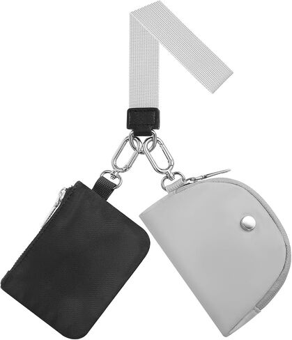 Dual Pouch Wristlet Wallets For Women, Coin Purse Zip Around Wristlet Pouch, Portable Zipper Wristlet Nylon for Daily Travel Walking, Rose Red in Saudi Arabia