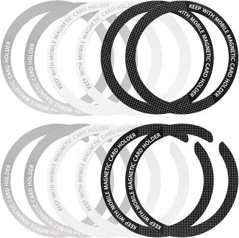 12 Pcs Magnetic Wireless Charging Metal Ring with Sticker, 2 Styles, Universal Ultra Thin Notched and Round Ring Conversion Kit Compatible with MagSafe iPhone 13 12 Pro Mini Max Galaxy S21, 3 Colors in Kuwait