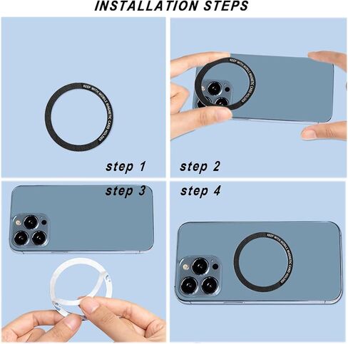 12 Pcs Magnetic Wireless Charging Metal Ring with Sticker, 2 Styles, Universal Ultra Thin Notched and Round Ring Conversion Kit Compatible with MagSafe iPhone 13 12 Pro Mini Max Galaxy S21, 3 Colors in Kuwait