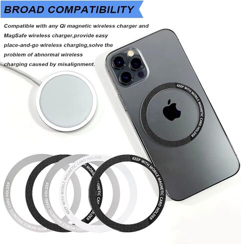 12 Pcs Magnetic Wireless Charging Metal Ring with Sticker, 2 Styles, Universal Ultra Thin Notched and Round Ring Conversion Kit Compatible with MagSafe iPhone 13 12 Pro Mini Max Galaxy S21, 3 Colors in Kuwait