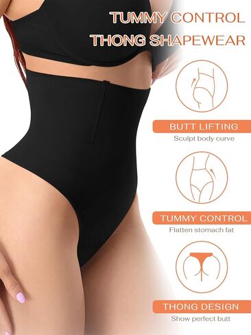 REORIA Women's Mid Waist Tummy Control Thong Shapewear Shaping Seamless Body Shaper Underwear Panties in Saudi Arabia