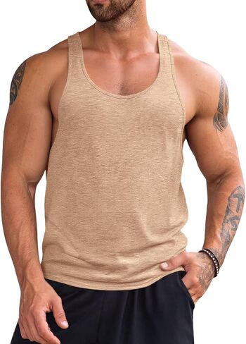 Runcati Mens Workout Tank Tops Gym Muscle Athletic Sleeveless T Shirts Bodybuilding Training Fitness Tops in Saudi Arabia