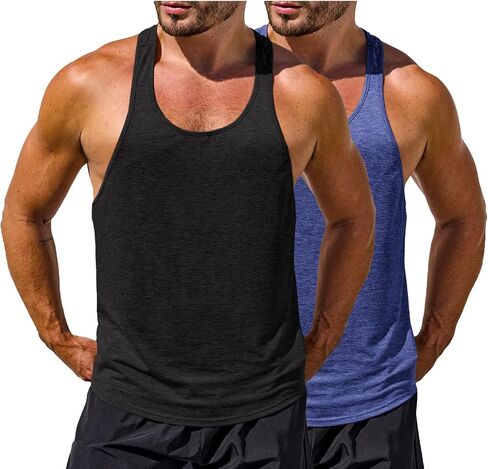 Runcati Mens Workout Tank Tops Gym Muscle Athletic Sleeveless T Shirts Bodybuilding Training Fitness Tops in Saudi Arabia