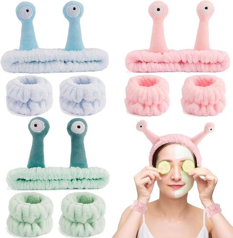 Supoo 9 PCS Skincare Beadbands Snail Spa Beadband and Wristband Set Alien Bealch Beink Wash Washbands Chem Makeup Hairband Band for Wash Wash Wrap Head Plank in Kuwait