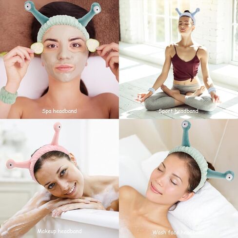 Supoo 9 PCS Skincare Beadbands Snail Spa Beadband and Wristband Set Alien Bealch Beink Wash Washbands Chem Makeup Hairband Band for Wash Wash Wrap Head Plank in Kuwait