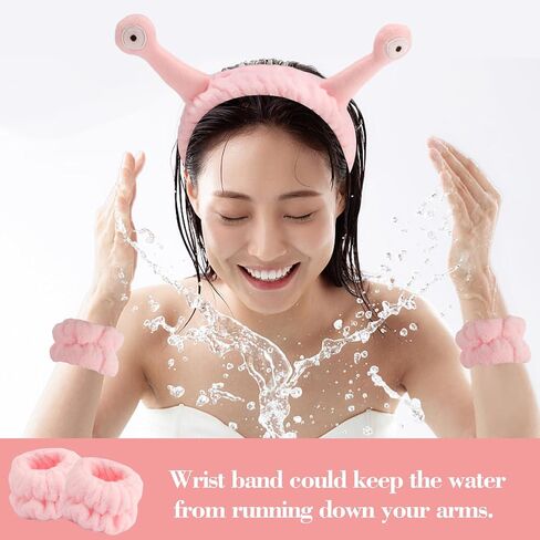 Supoo 9 PCS Skincare Beadbands Snail Spa Beadband and Wristband Set Alien Bealch Beink Wash Washbands Chem Makeup Hairband Band for Wash Wash Wrap Head Plank in Kuwait