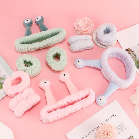 Supoo 9 PCS Skincare Beadbands Snail Spa Beadband and Wristband Set Alien Bealch Beink Wash Washbands Chem Makeup Hairband Band for Wash Wash Wrap Head Plank in Kuwait