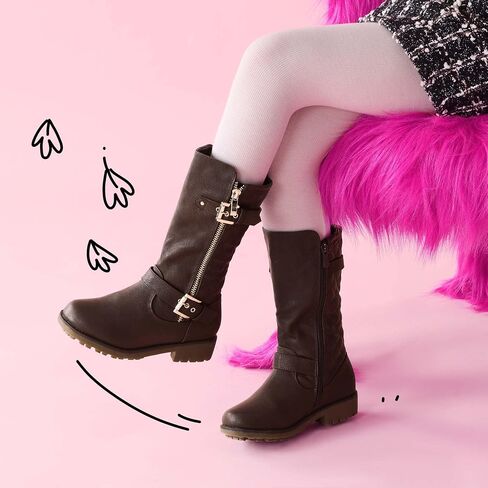 DREAM PAIRS Girls Knee High Winter Motorcycle Riding Boots in Kuwait