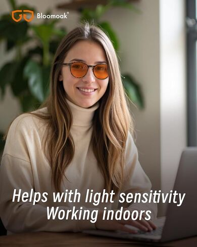 Bloomoak 99 ٪ Orange Blue Light Glockes Glockes ، Sytle Strendy Roundy Roundy ، تخفيف التعب ، تحسين النوم للشاشات/الألعاب in Kuwait