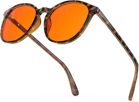 Bloomoak 99 ٪ Orange Blue Light Glockes Glockes ، Sytle Strendy Roundy Roundy ، تخفيف التعب ، تحسين النوم للشاشات/الألعاب in Kuwait