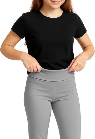 Beat Street Girls Flare Leggings - 3 Pack Athletic Kids Fold Over Waist Bell Bottom Pants for Yoga, Dance - Made in USA in Kuwait