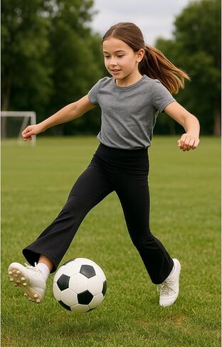 Beat Street Girls Flare Leggings - 3 Pack Athletic Kids Fold Over Waist Bell Bottom Pants for Yoga, Dance - Made in USA in Kuwait