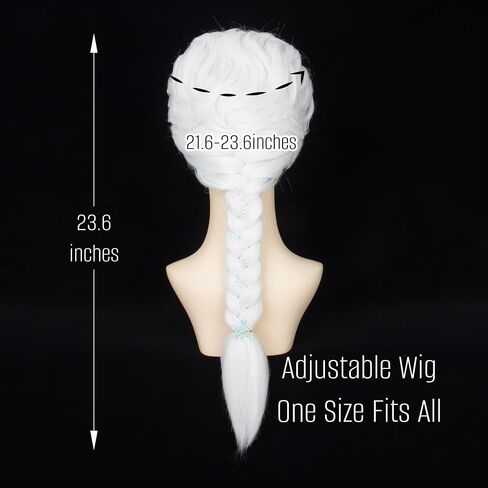 Miss U Hair Women Princess Blonde Braided Wig with Snowflake Hairpin Halloween Cosplay Costume Wig in Kuwait