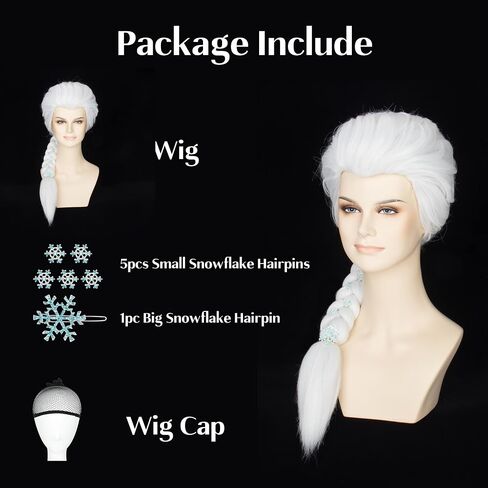Miss U Hair Women Princess Blonde Braided Wig with Snowflake Hairpin Halloween Cosplay Costume Wig in Kuwait