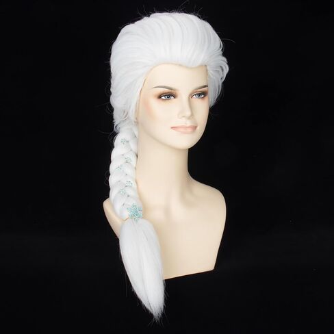 Miss U Hair Women Princess Blonde Braided Wig with Snowflake Hairpin Halloween Cosplay Costume Wig in Kuwait