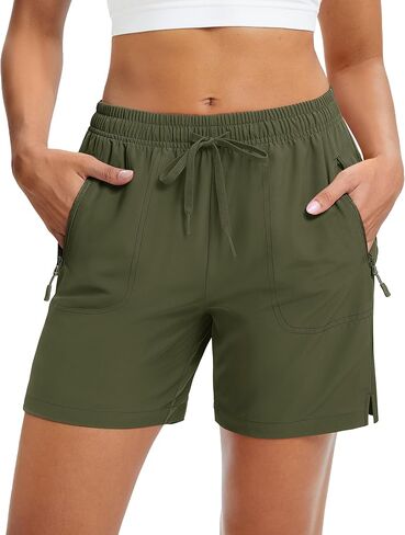 MAGCOMSEN Women's 5" Hiking Shorts UPF 50+ Quick Dry Lightweight Athletic Running Golf Summer Casual Shorts with Pockets in Saudi Arabia