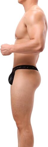 MuscleMate Men's Lace Thong Panties Sheer Mesh Bikini Briefs T-back G-string Underwear. in Kuwait