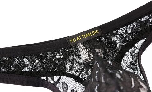 MuscleMate Men's Lace Thong Panties Sheer Mesh Bikini Briefs T-back G-string Underwear. in Kuwait