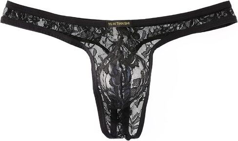 MuscleMate Men's Lace Thong Panties Sheer Mesh Bikini Briefs T-back G-string Underwear. in Kuwait
