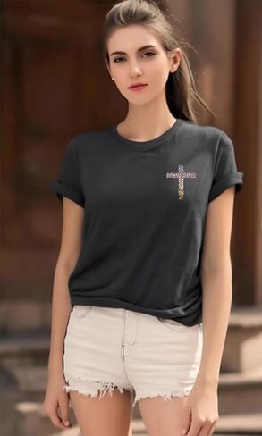Women's Christian Bible Verse Graphic T Shirts Vintage Jesus Faith Pray Cross Print Tees Crewneck 2 Sided Tops in Saudi Arabia