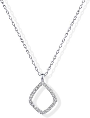 PAVOI 14K Gold Plated Two Toned Mixed Metals Diamond Shaped Dangle Pendant Necklace for Women with Cubic Zirconia | Geometric Necklace in Saudi Arabia
