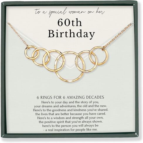 HOPE LOVE SHINE Birthday Necklace – Fashion Jewelry 16+2", 14K Gold Plated Sterling Silver with 3 Interlocking Rings, Hypoallergenic and Comfortable – A Thoughtful Choice for Birthday for Women in Saudi Arabia