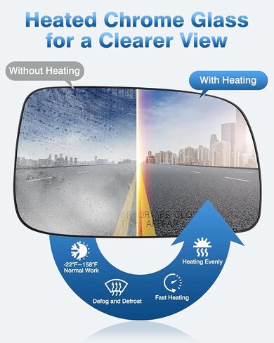 Passenger Side Mirror Glass Replacement for Toyota Camry 2007 2008 2009 2010 2011(1st digit of VIN is a 1,4 or 5 made in USA Only), Right Convex Heated Mirror Glass with Backplate in Saudi Arabia