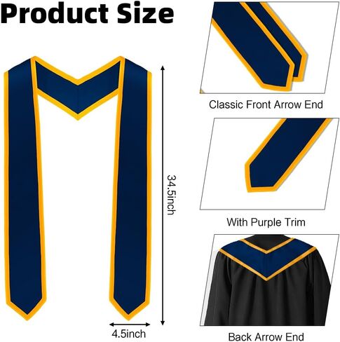 Diueoly Graduation Stole Graduation Sash Unisex Adult Graduation Honor Stole Class of 2025 With Trim for Academic Choral 70" in Kuwait