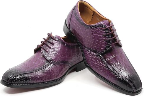 تمساح التمساح للرجال طباعة Oxford Fashion Lace Up Dress Shoe Croco-03 in Kuwait