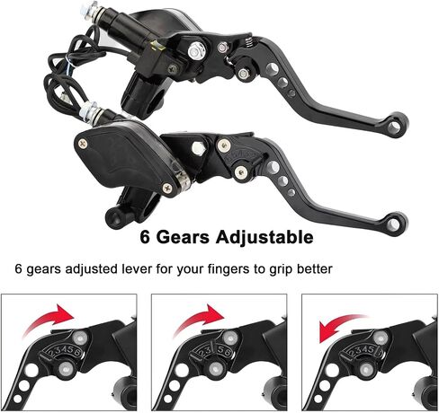 Universal Motorcycle Brake Clutch Pump Lever with Dual Hydraulic Master Cylinder Reservoir Set Left & Right CNC Suitable for 50-300cc Motorcycles with 7/8" 22mm Handlebars in Saudi Arabia