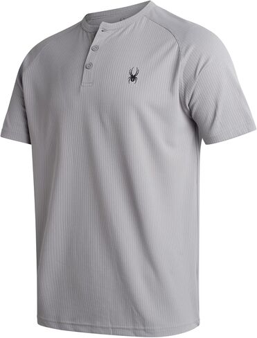 قمصان Spyder Mens - رطوبة الفتل القصيرة القمصان Henley للرجال - قميص رياضي سريع الجاف خفيفة الوزن (الأحجام: S -XL) in Saudi Arabia