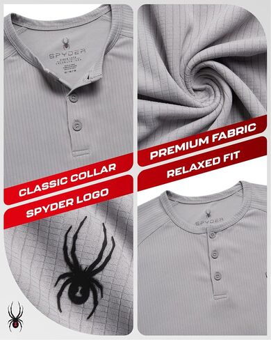 قمصان Spyder Mens - رطوبة الفتل القصيرة القمصان Henley للرجال - قميص رياضي سريع الجاف خفيفة الوزن (الأحجام: S -XL) in Saudi Arabia