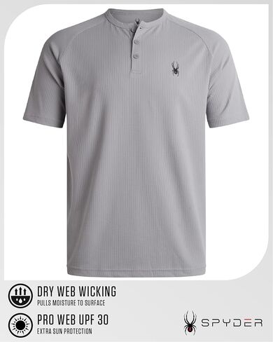 قمصان Spyder Mens - رطوبة الفتل القصيرة القمصان Henley للرجال - قميص رياضي سريع الجاف خفيفة الوزن (الأحجام: S -XL) in Saudi Arabia