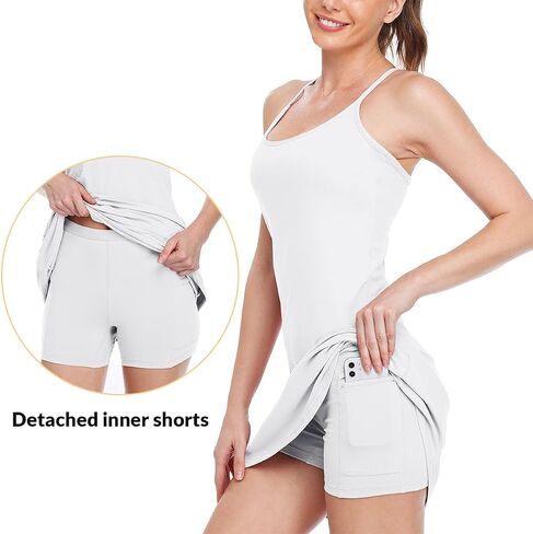 Willit Women's Exercise Dress Tennis Golf Workout Dress with Built-in Bra Yoga Athletic Dress with Pockets in Saudi Arabia