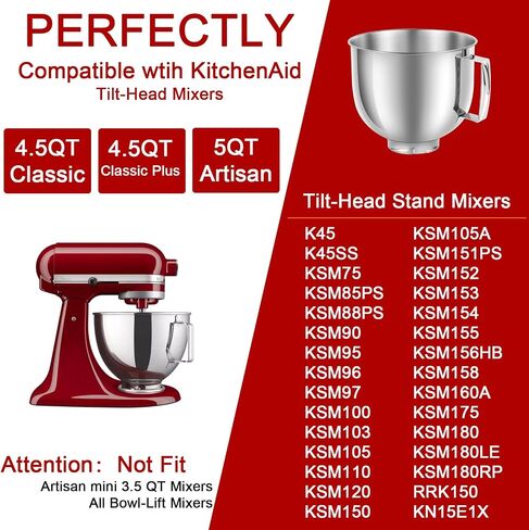 وعاء خلاط من الفولاذ المقاوم للصدأ 6QT مع مقبض متوافق مع خلاطات حامل وعاء كيتشن إيد KD2661، KL26M، KP26M1، KP26M8، KP26N9، KV25G، KV25M. بديل لوعاء الخلط كيتشن إيد بسعة 6 لتر KN2B6PEH in Kuwait